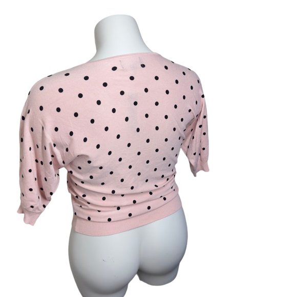 NWT Premise Women's Pullover Knit Top Blouse Pink & Black Polka Size Small - Picture 9 of 13